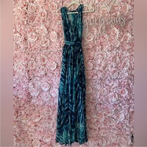 Olivaceous Teal and Black Maxi Dress